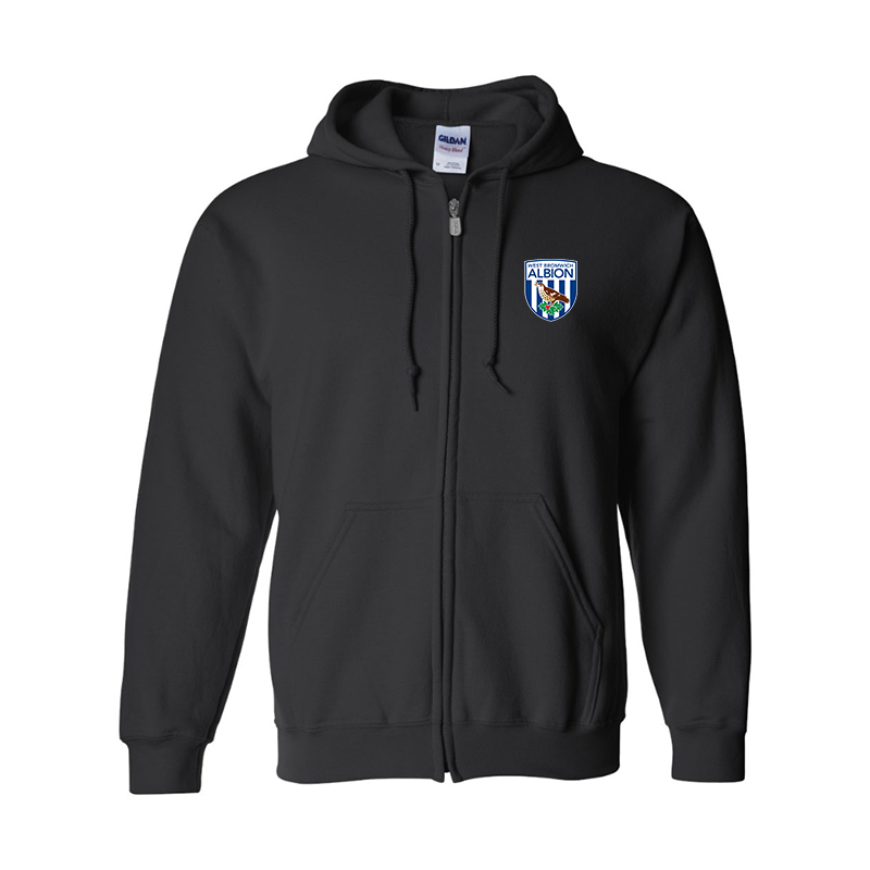 Men's West Bromwich Albion Soccer Gildan  Heavy Blend Full Zip Hooded Sweatshirt